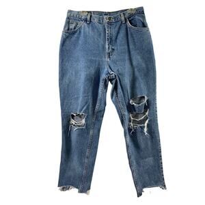 Gitano Jeans Womens 16 Avg Distressed Destroyed Holes Medium Wash Denim Raw Hem‎
